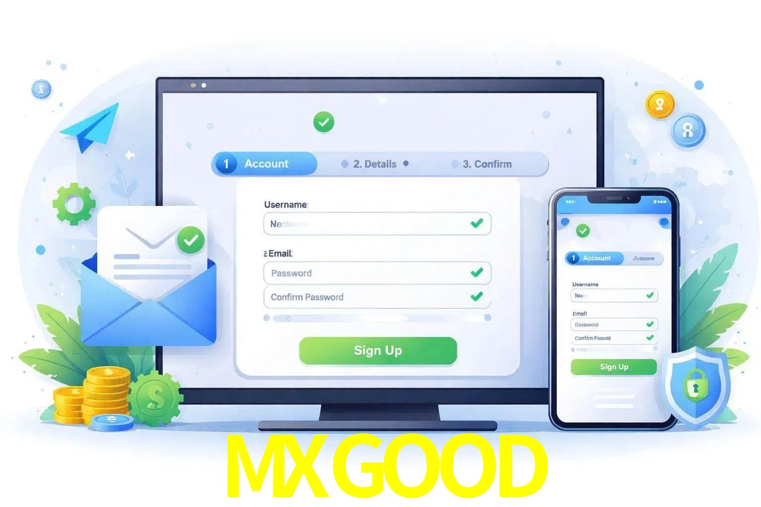 Registro de nuevo usuario y configuración de cuenta MXGOOD